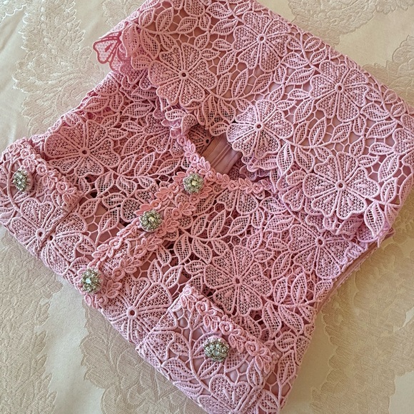 Self-Portrait Blush Lace Floral Mini Dress - Picture 8 of 9